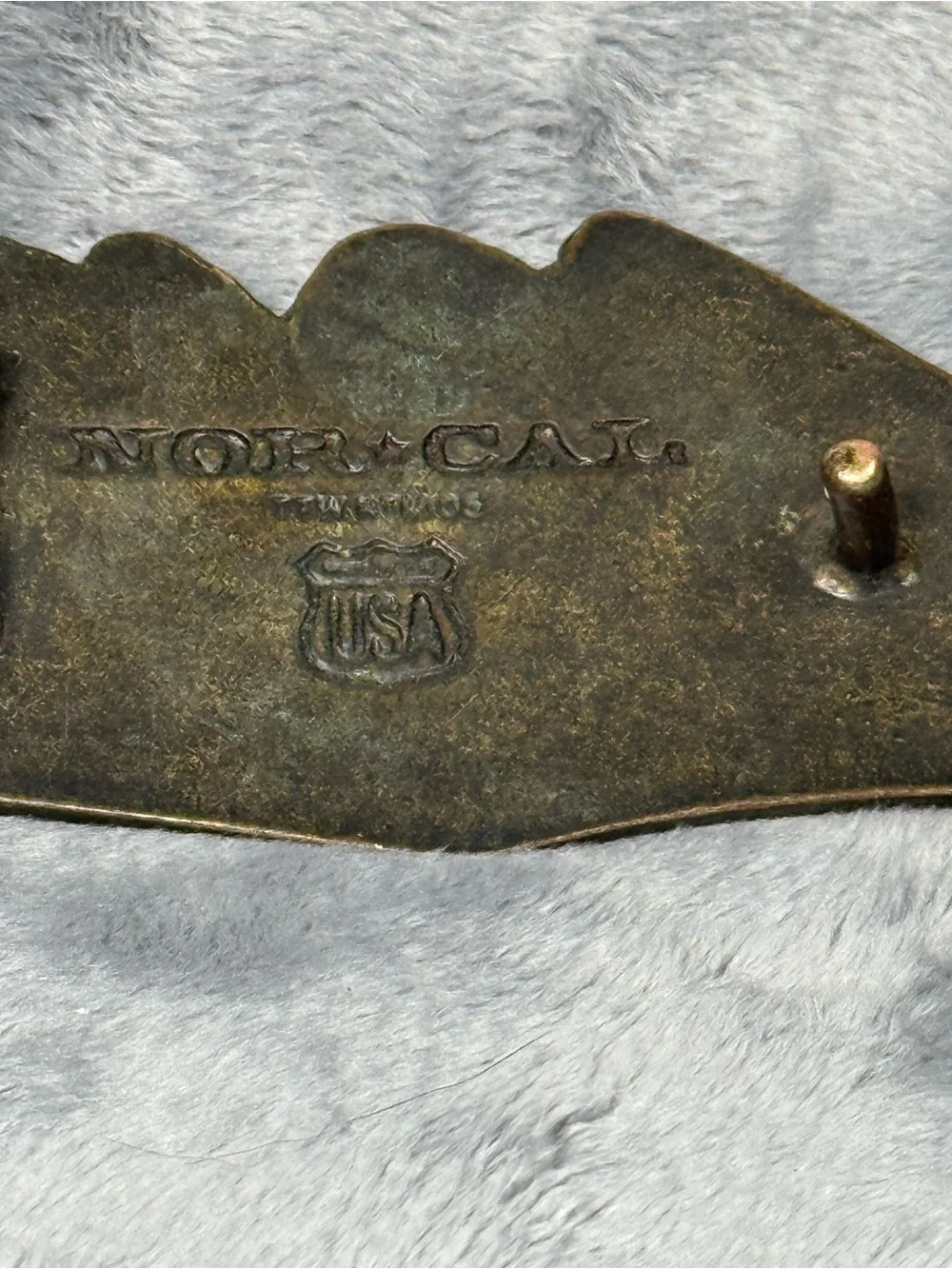 Vintage NorCal Script Belt Buckle Pewter Tone Y2K Skate Casual Western Style